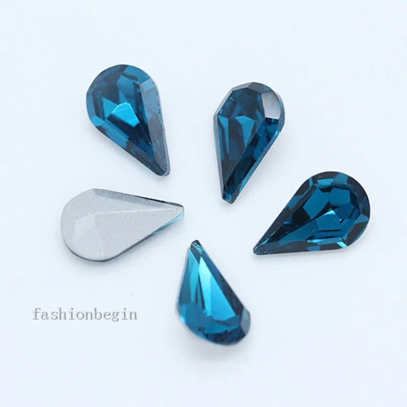 جميع الأحجام 24 ألوان دمعة وأشار الظهر الزجاج كريستال حجر الراين جوهرة مسمار الفن قلادة بروش القرط الملابس تقليم جوهرة الخرز