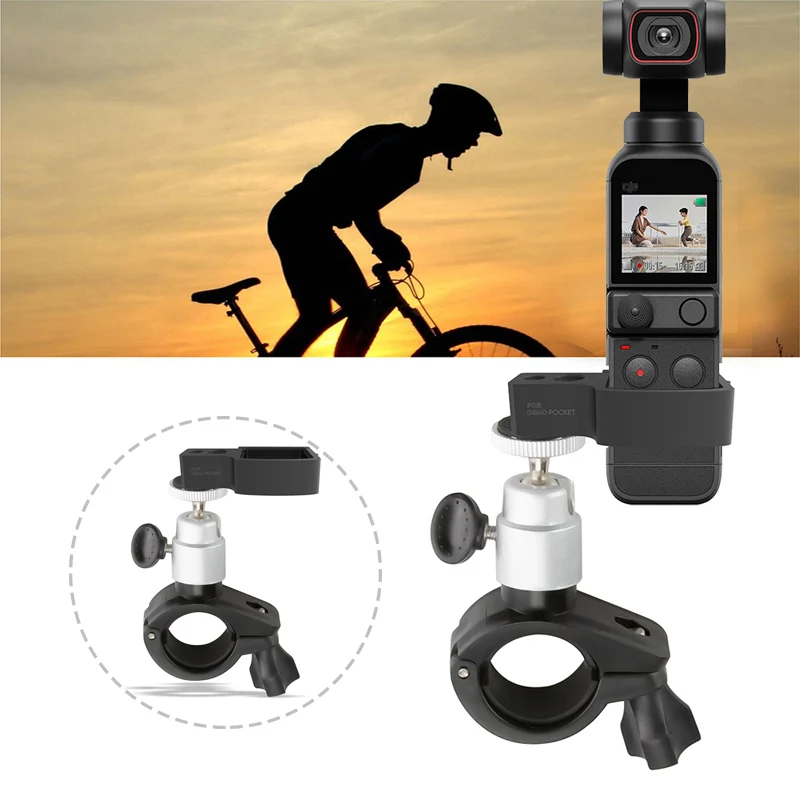 for DJI Pocket 2 Bicycle Holder Mount Motor Bike Bracket Clamp Clip with 1/4 Inch Screw Gimbal Camera Stabilizer Accessories