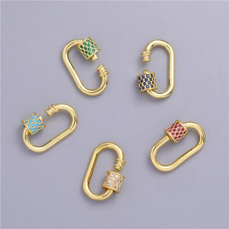 JUYA Jewelry Making Mini Clasps Jewelry Clasps Lock Carabiner Copper Connector Charm Micro Pave CZ Pendants For Jewelry Making