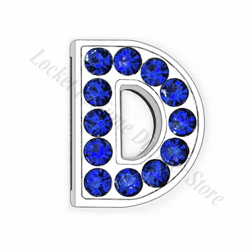 1pc A-Z 8mm Dark Blue Rhinestone Slide Letters For Bracelet Jewelry Making Women Fit DIY Wristband Pet Collar Keychain Gift