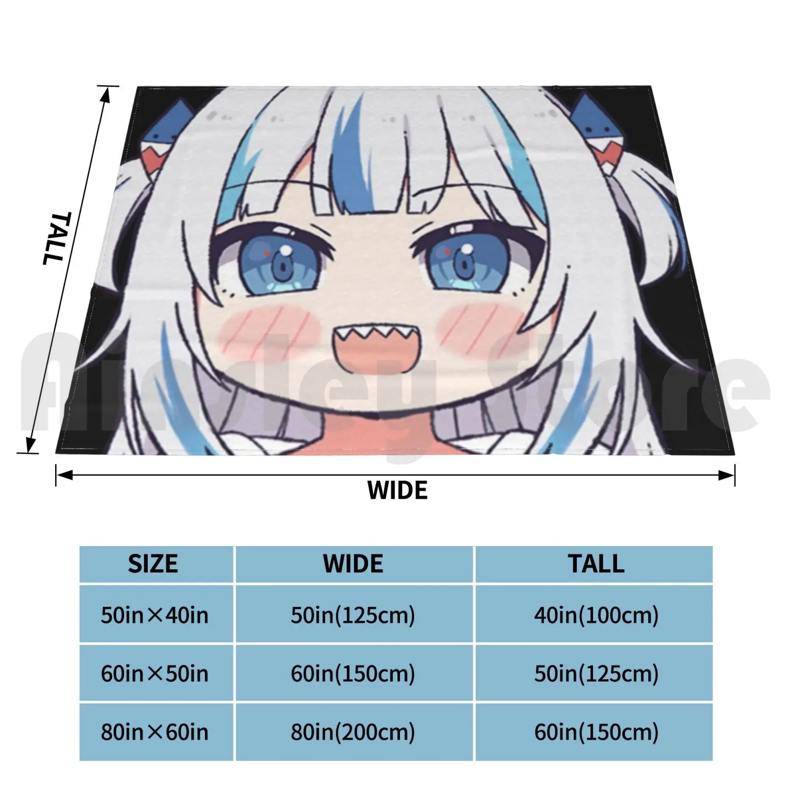 Gawr Gura Chibi Blanket Fashion Custom Gawr Gura Chibi Hololive Gamers Anime Gamer Gaming Youtubers Mio Holo Live