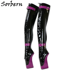 Sorbern Sexy balletto zoccolo stivali da donna stivali con plateau Fetish lungo tacchi alti cinturini con fibbia allacciatura frontale cerniera con serratura personalizzata