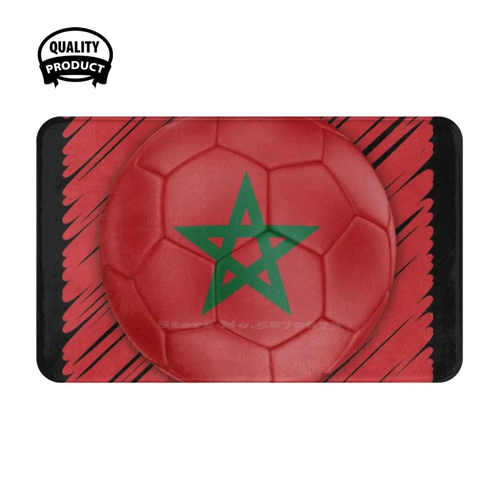 Morocco Football Flag Soft Cushion Home Carpet Door Mat Car Rug Morocco Moroccan National Flag Competition Sports Futbol Player