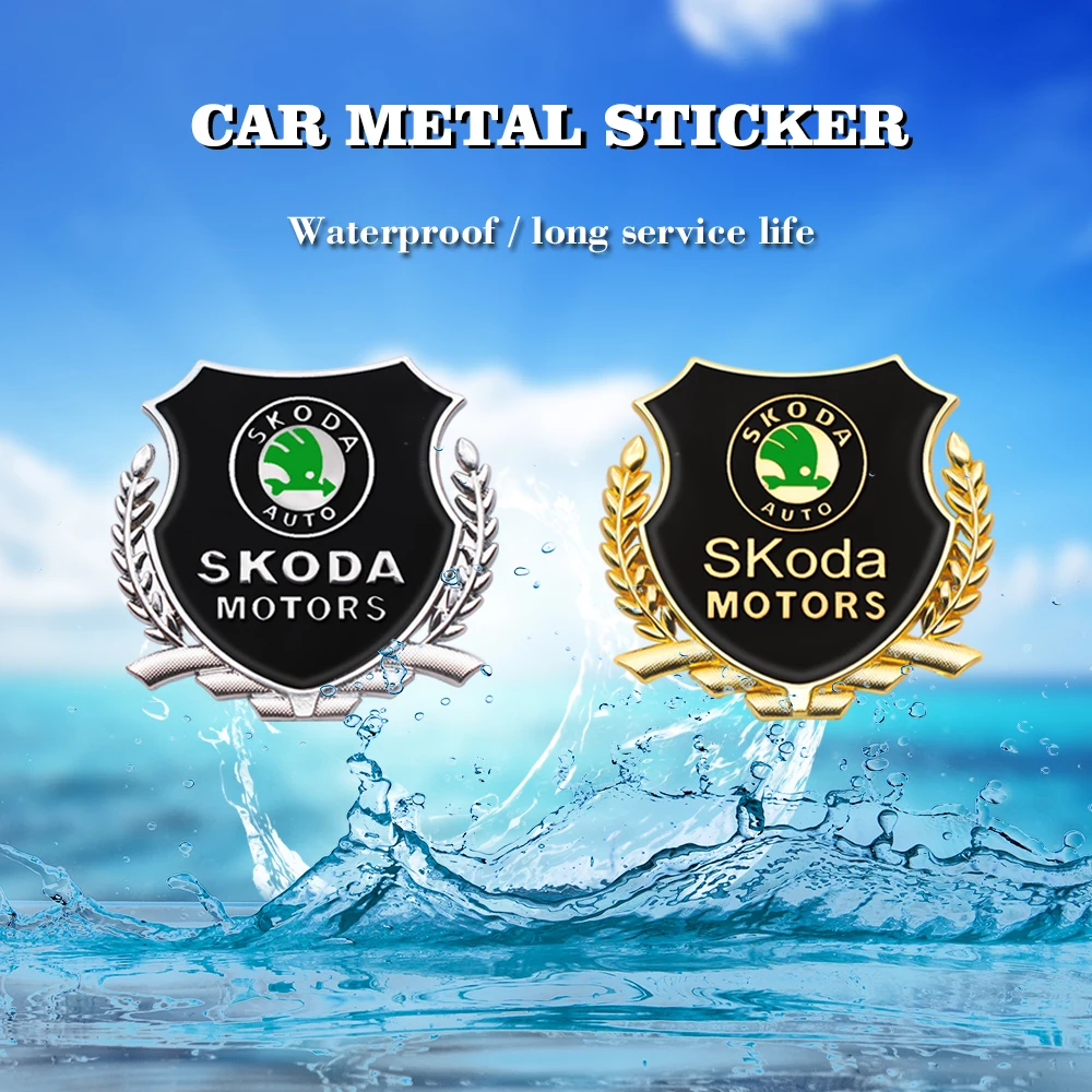 3D Metal Alloy Car Decalques, Emblema Adesivos, Emblema da Janela Lateral, Acessórios Exteriores para Skoda, Octavia, Fabia, Rapid, Yeti, Kodiaq,