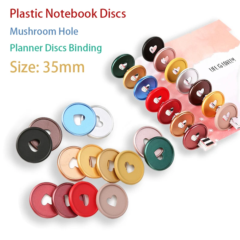 6pcs 35mm Frosted Mushroom Hole Binder Discs Plastic Binding Rings Notebook Binder Rings Mushroom Discs Office Binding Supplies