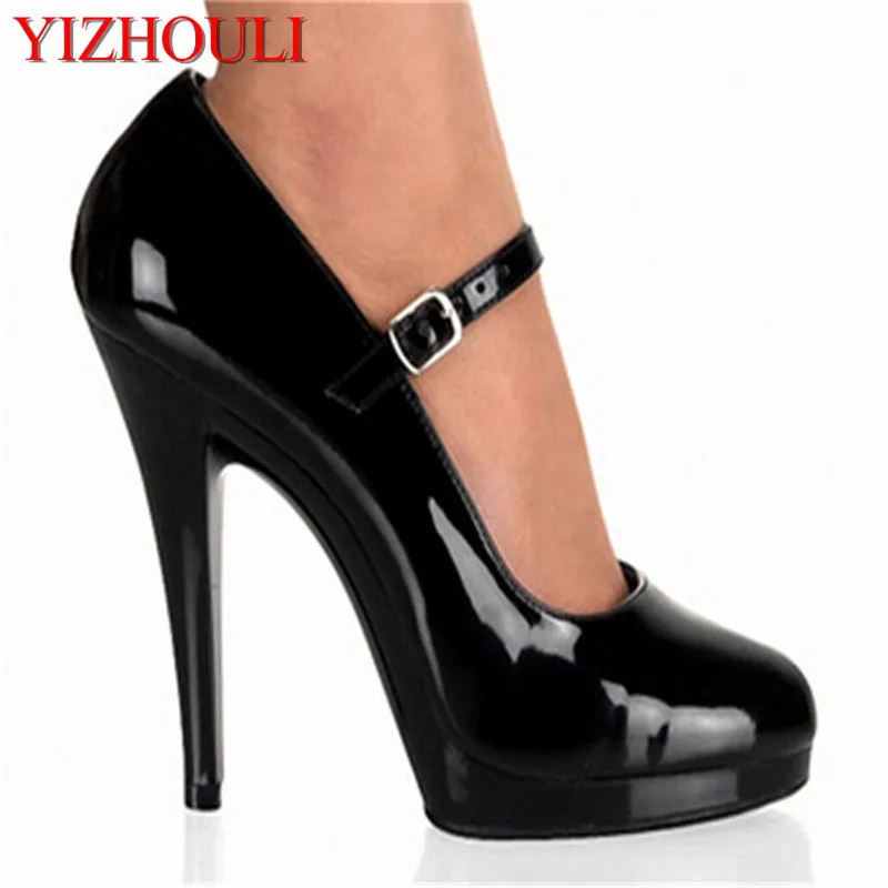 black Ankle Strap Style 13cm High Heel Sandals Platforms Pole Dance Model Shoes 5 inch cover heel womens shoes