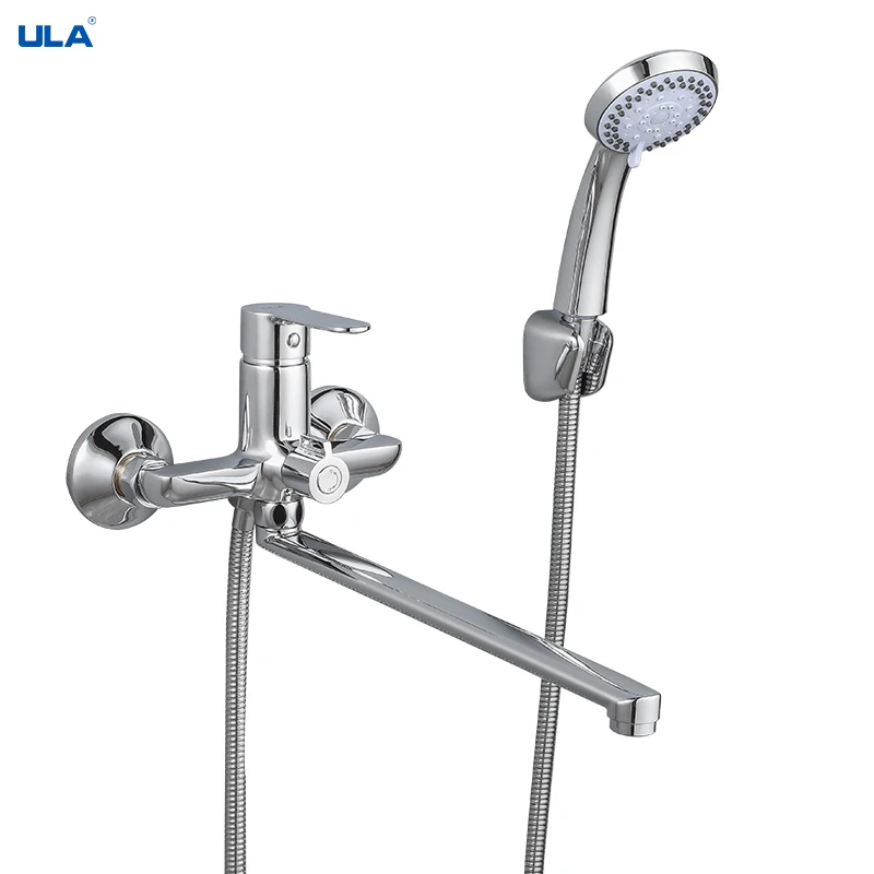 

ULA Brass Bathtub Shower Mixer Valve Space Saving Bathtub Mixer Taps Hot Cold Bathroom Shower Faucet Bath Spout Shower System