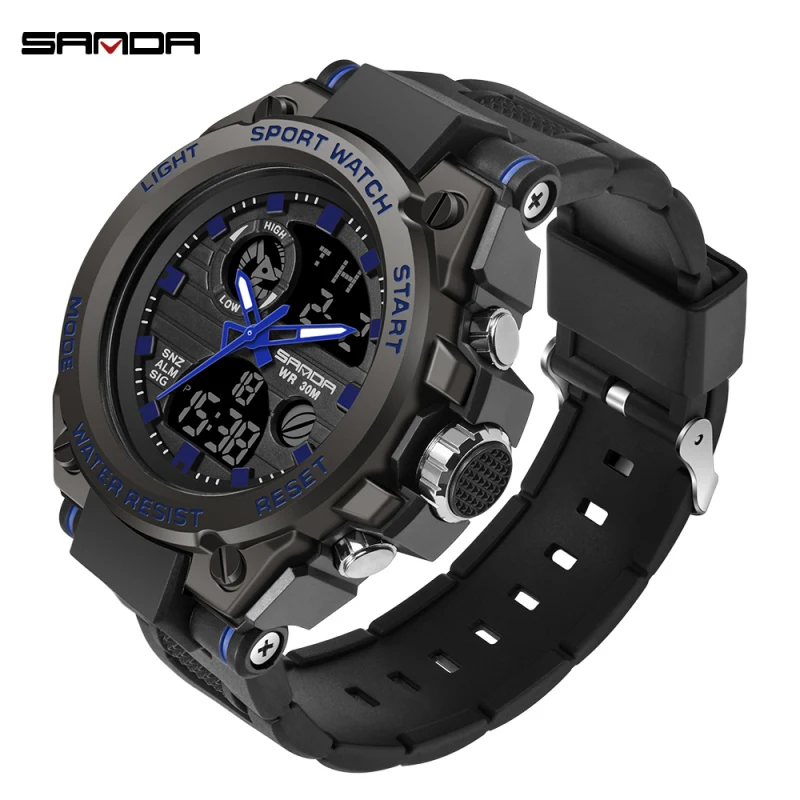 2019 New Fashion Sanda Men\'s Watch Top Brand Luxury Military Sports Waterproof S Shock Digital Relogio Masculino