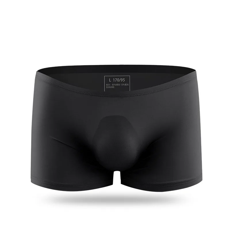 Ice Silk Man Underwear Thin 3D U Pouch Bag Breathable Soft Mens Boxers Solid Middle Waist Transparent Male Cueca Underpants