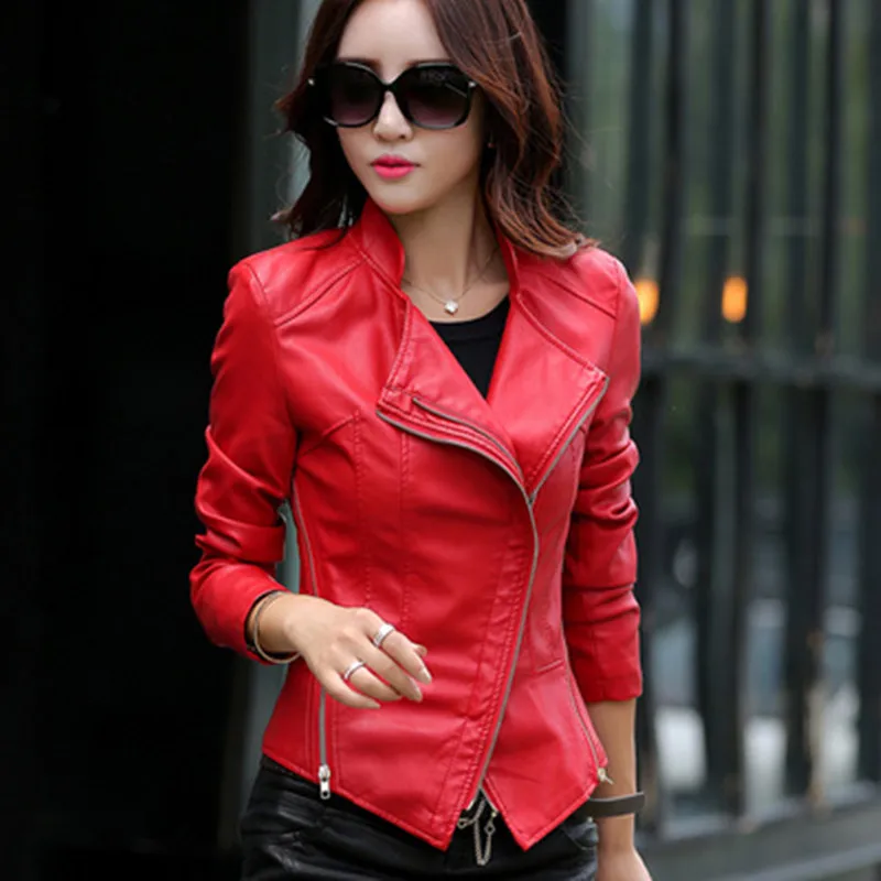 Fashion New Women 2023 Jacket Spring Autumn Clothing Short Slim Casual Coats Sheep Leather Jackets Plus Size WUJ0072