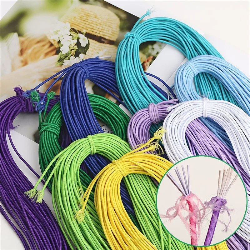 2yards 2mm Colorful High-Elastic Round Elastic Band Round Elastic Rope Rubber Band Elastic Line DIY Sewing Accessories