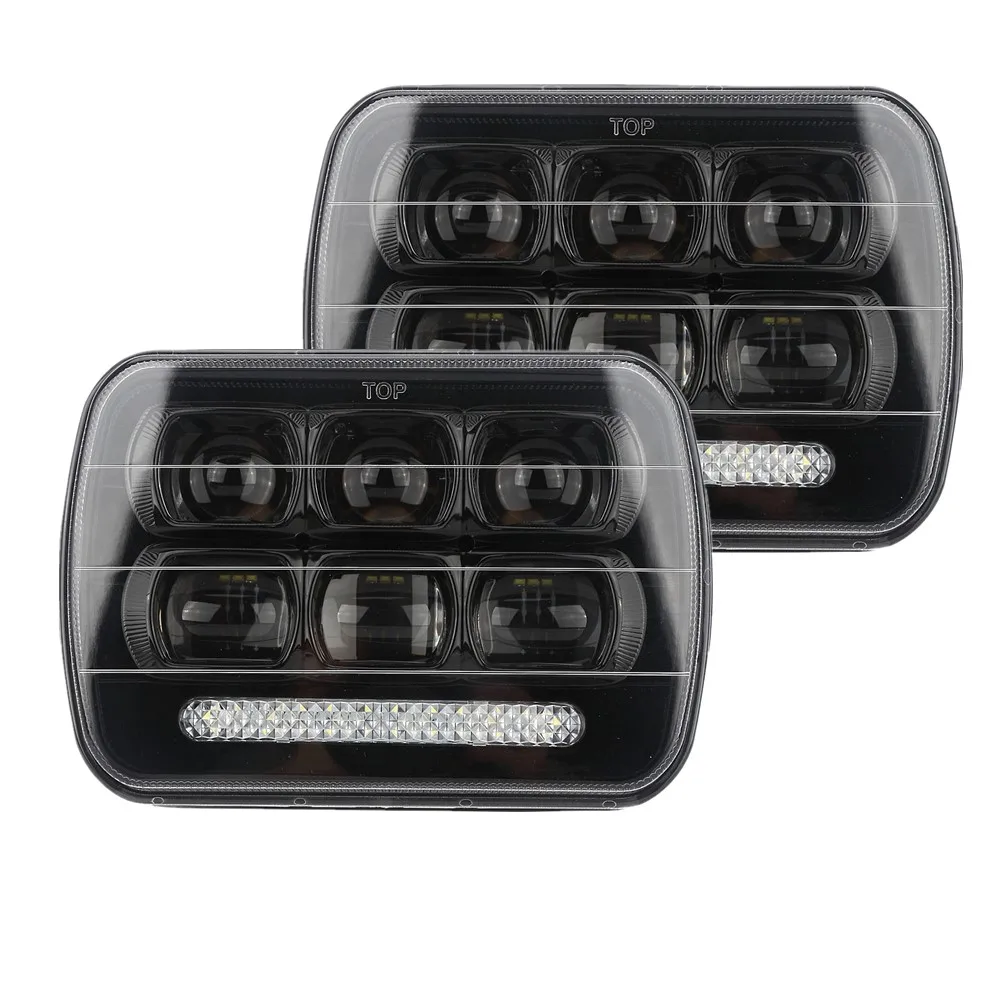 

2pc 120W Led LED Car Headlight 5x7" 7X6" Inch Square DRL Hi Low Beam For Jeep Wrangler YJ Cherokee XJ truck 4X4 12V 24V