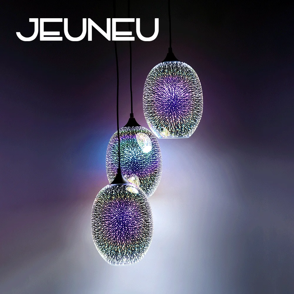 

Modern and simple color 3D glass chandelier LED E27 restaurant bar cafe bar clothing store auditorium decoration lamps