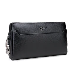 Fashion Business Men's Handbag Clutch Bag Anti-theft Lock PU Leather Male Waist Bag 3 Layers Design Stylish Men's Money Pouch