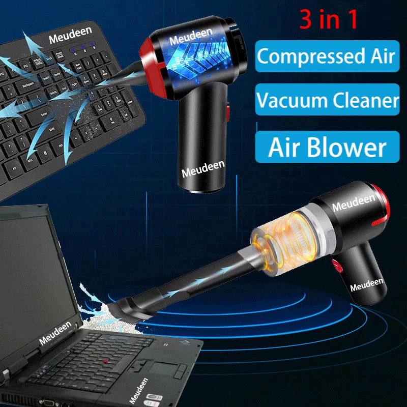 

Compressed Air Can&Air Blower&Mini Vacuum 3-in1,Wireless Air Duster Cleaner,Portable Vacuum Cleaner Computer PC Keyboard Cleaner