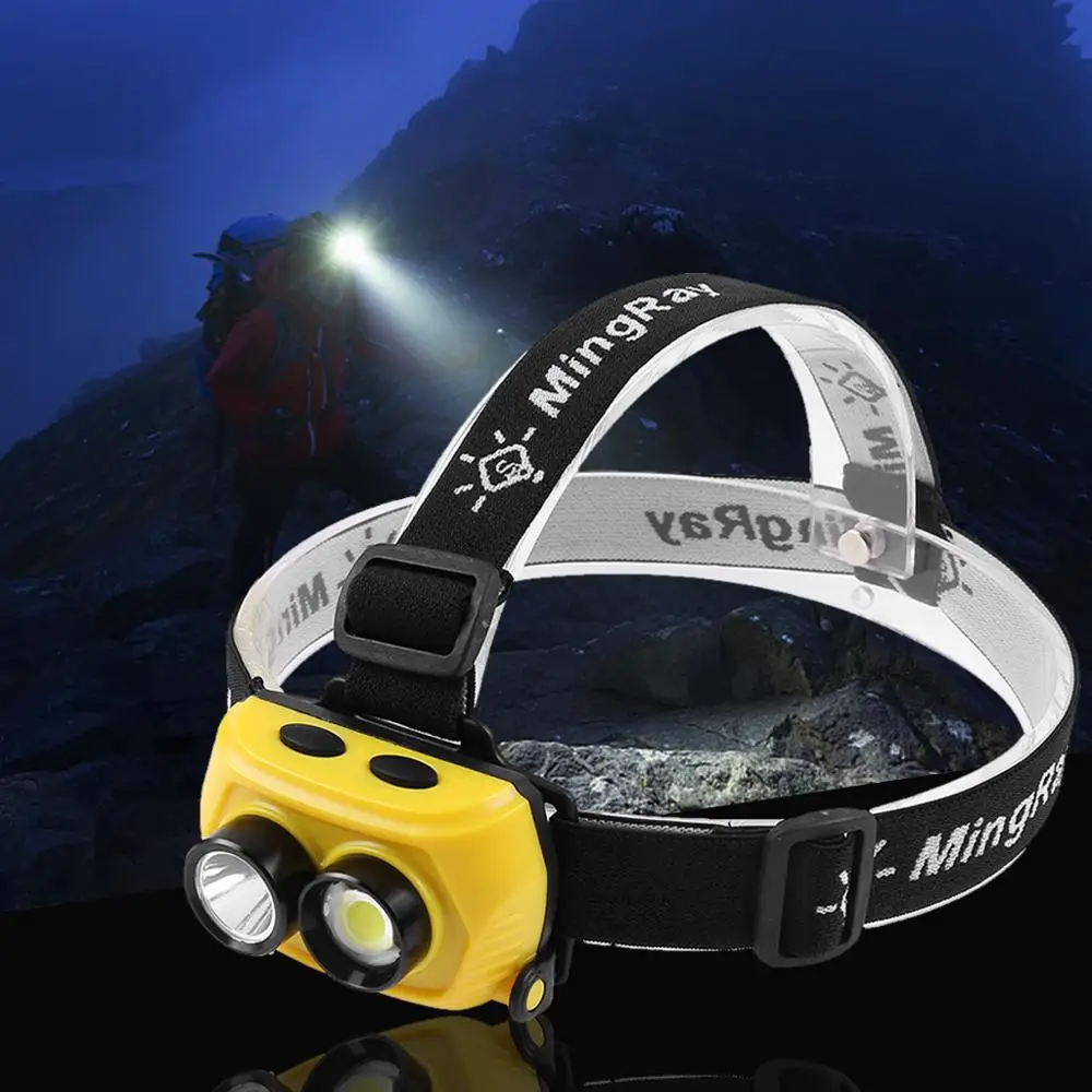 MINGRAY 3W LED Headlight aaa battery q5 COB adjustable head band mini lamp Camping Running Fishing frontal headlamp super bright