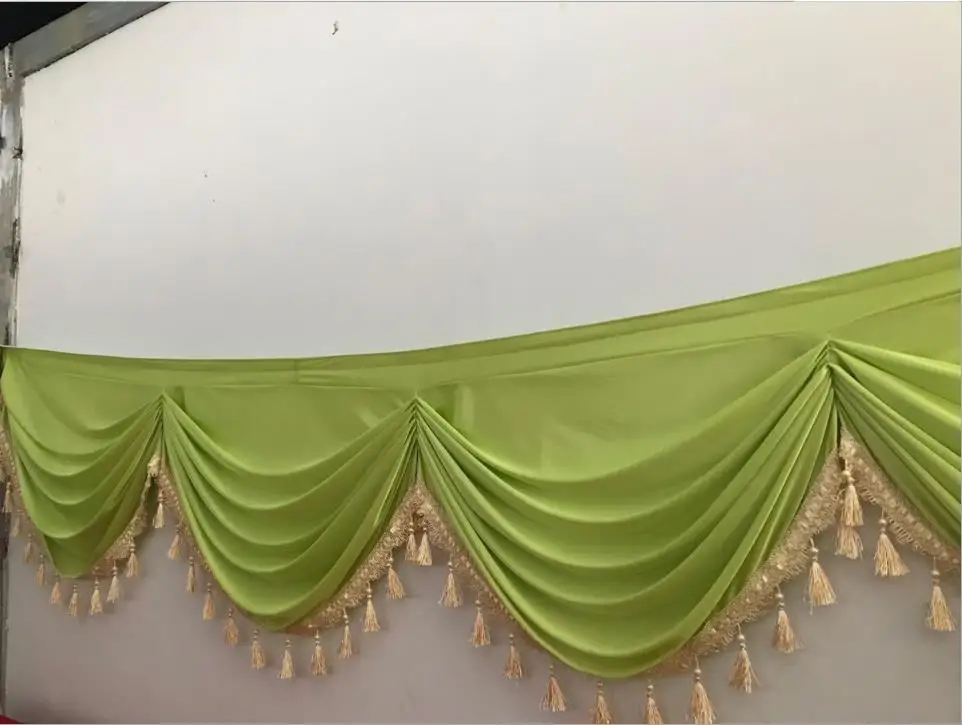 3m 6m Long Tassel Ice Silk Swag Drape Valance For Backdrop Curtain Wedding Stage Background Event Party Decoration image 4