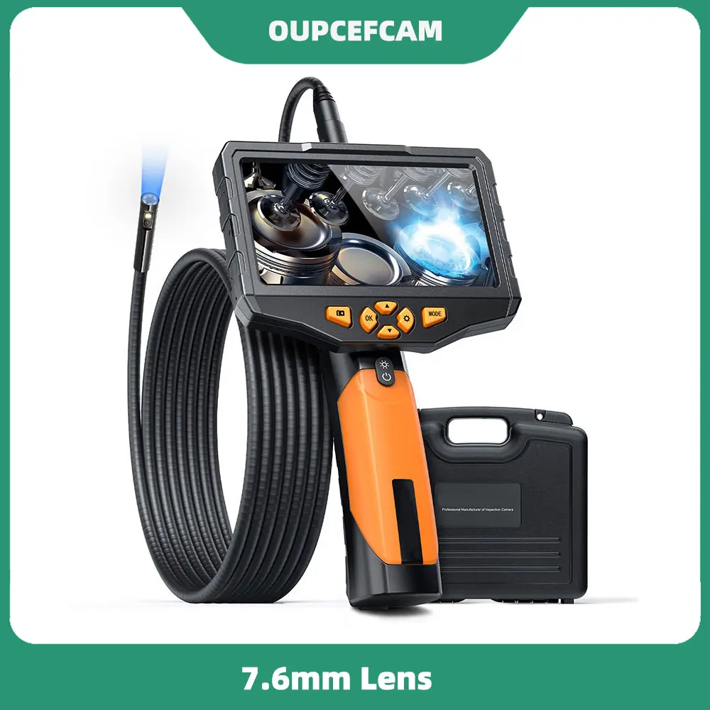 

NTS300 Digital Industrial Endoscope 5.0 Inch Screen 1080P HD Drain Pipe Inspection Borescope Snake Tube Waterproof 7.6mm Lens