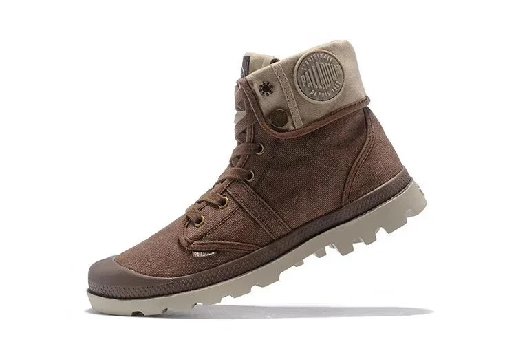 PALLADIUM Pallabrouse Dark Brown Sneakers Men Women High-top Army Leisure Ankle boots Canvas Casual Shoes Anti-Slip Shoes 36-45