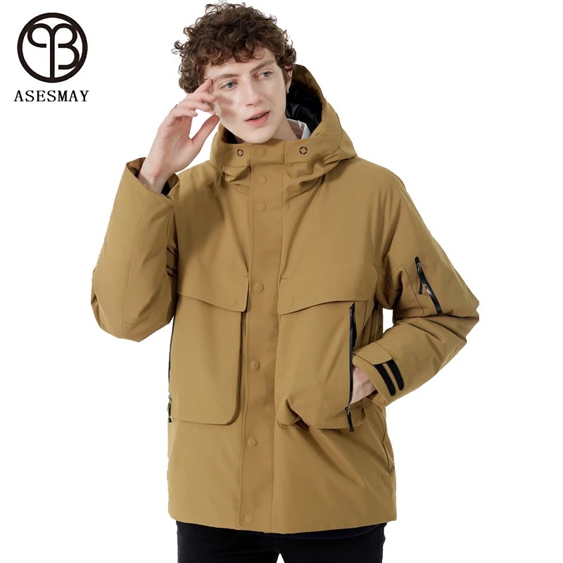 Asesmay-Chaqueta de plumón para hombre, abrigo corto con capucha, estilo informal, colección de ropa de marca a la moda, invierno, 2021