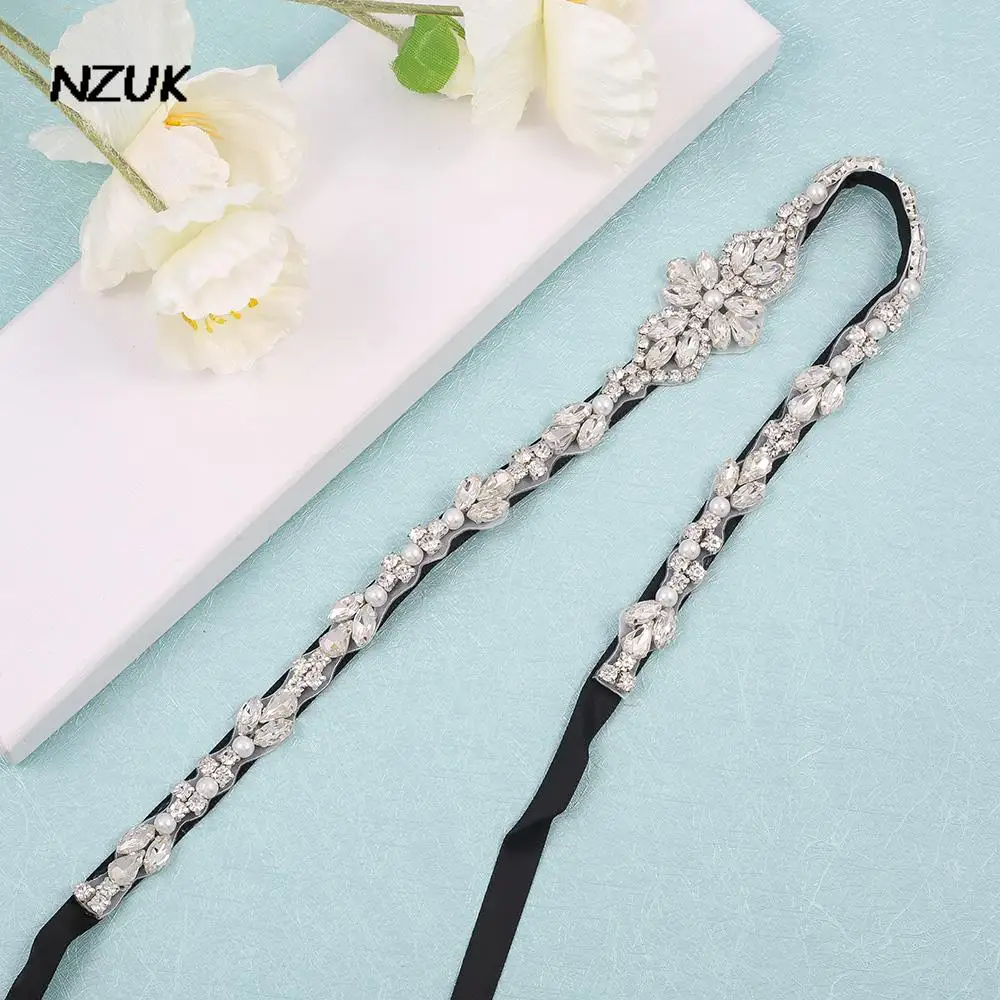 

NZUK Elegante cinture da donna Wedding Ribbon bridal belt handmade rhinestone bridesmaid sash belts for vestido de casamento