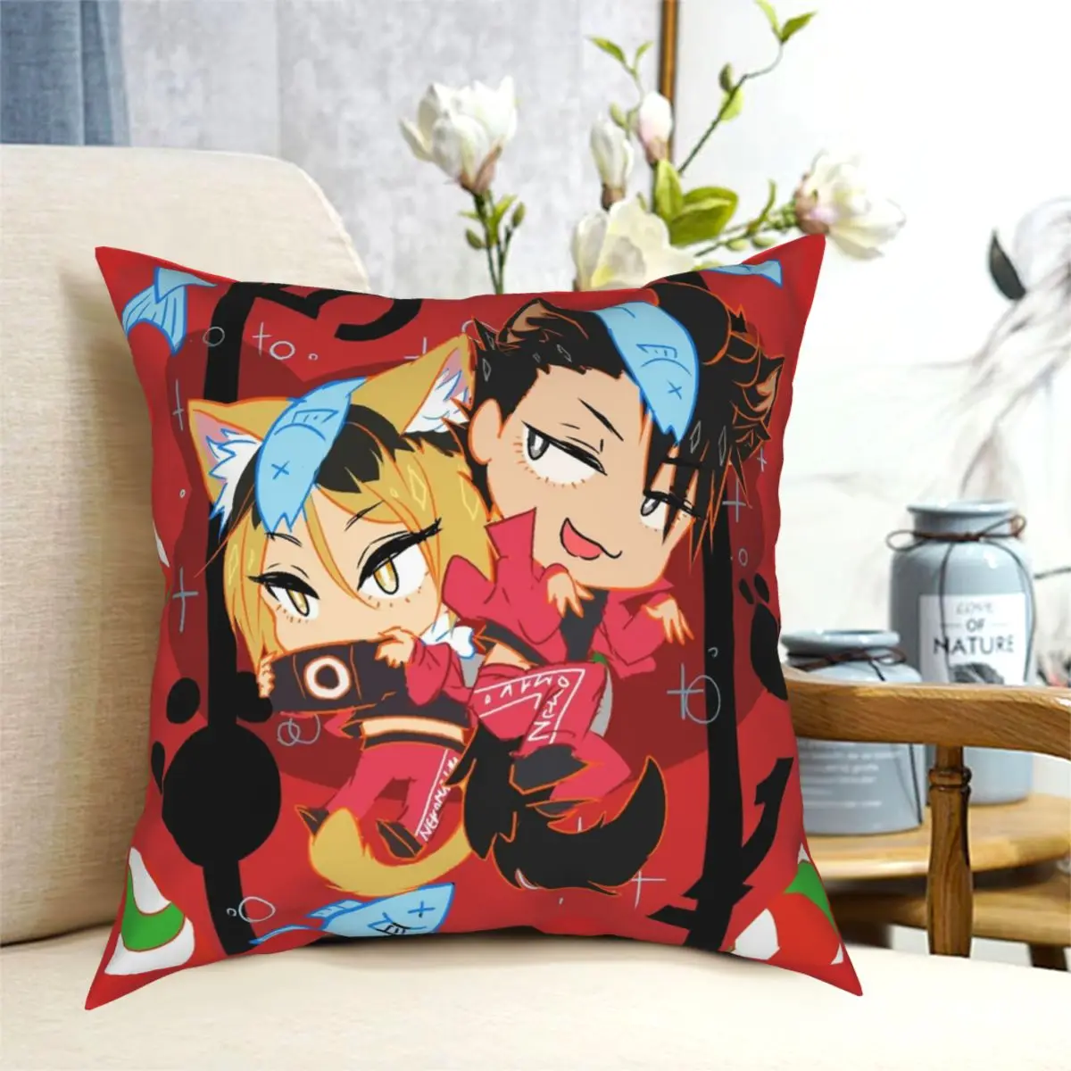 Haikyuu!! Kuroo Kenma Square Pillowcase Polyester Creative Zip Decor Pillow Case Sofa Cushion Cover Wholesale 45*45cm