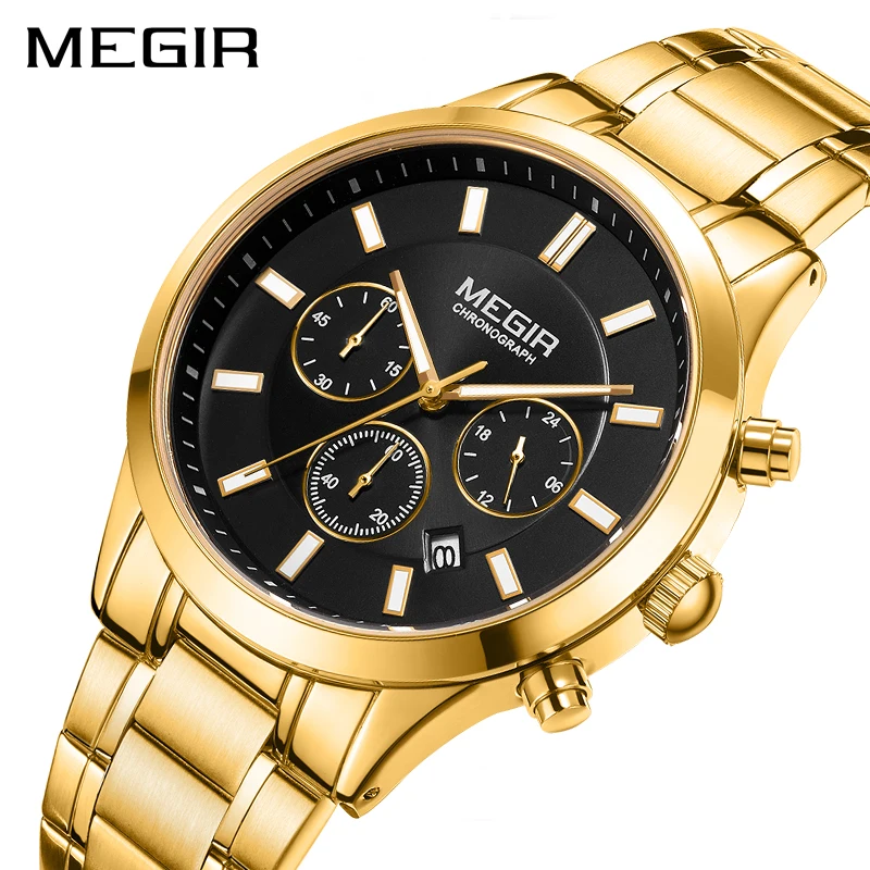 

MEGIR Original Casual Stainless Steel Waterproof Luminous Chronograph Business Quartz Men's WristWatches Clock Male Reloj Hombre