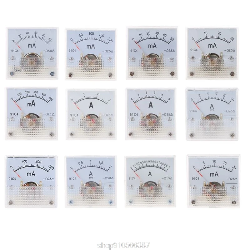 91C4 Ammeter Analog Current Meter Panel Mechanical 2 3 5 10 20 30 50 100 200 300 500mA A N3 21 Dropshipping