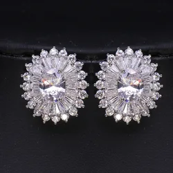 Ekopdee New Trendy Marquise Zircon Stud Earrings For Women Elegant Exquisite CZ Crystal Earring Wedding Engagement Jewelry Party