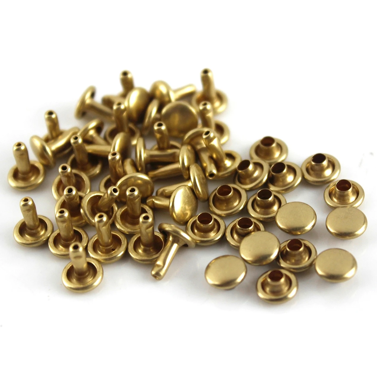 100sets 6/8 mm Brass Double Cap Rivets Studs High-quality Round Rivet for Leather Craft Bag Belt Clothing Shoes Decor