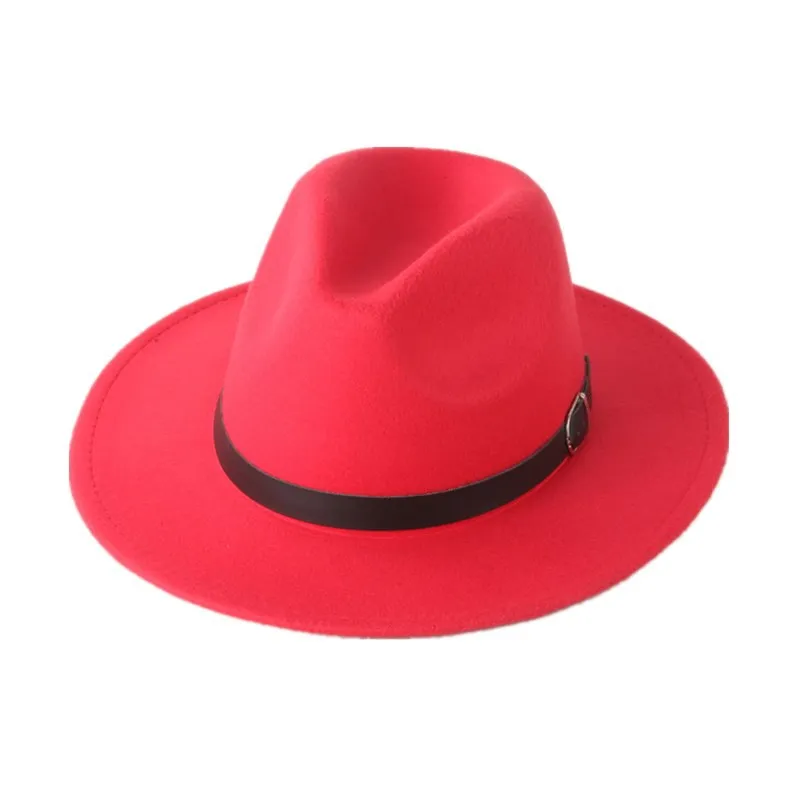 Children Single Side Wool Felt Jazz Fedora Hats 54CM Elegant BOY GIRL Wide Brim Panama Trilby Cap 54CM wholesale