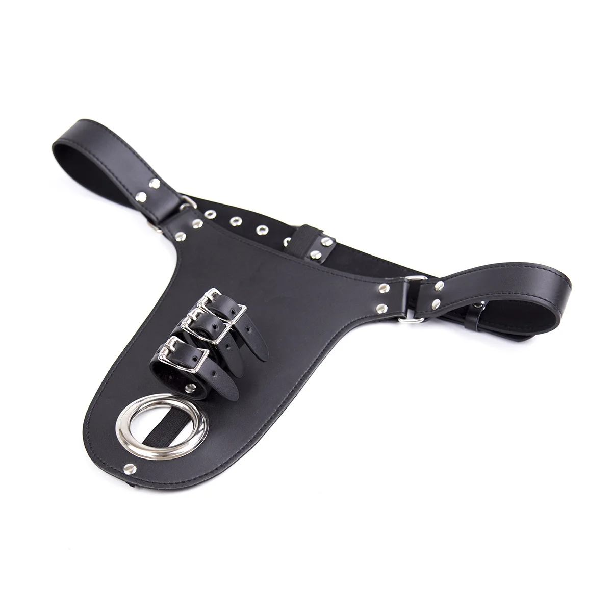 Leather Male Chastity Belt With Cock Ring Jockstrap Harness Three buckles Strap Penis Underwear Sexy Lingerie for Men Sex Thongs