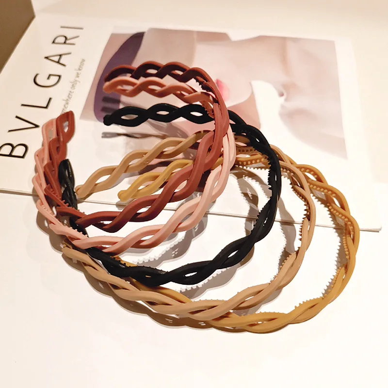 New Fashion Solid Color Resin Cross Anti-slip Wave Shape Toothed Wild Women Girls Hair Accessories Headdress