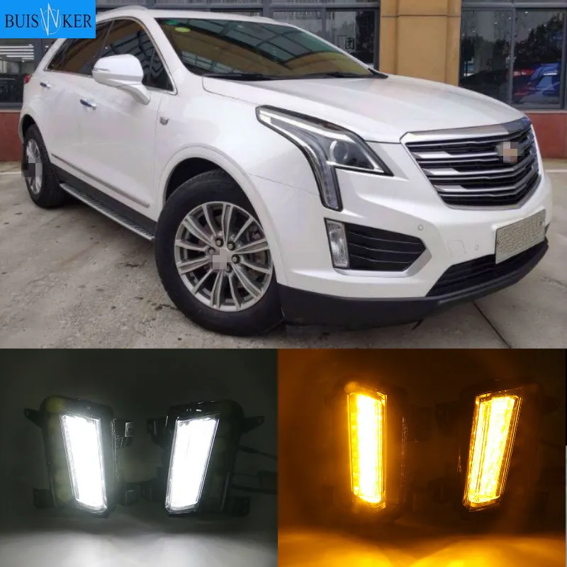 

Для Cadillac XT5 2016 2017 2018 - 2020 динамический сигнал поворота Водонепроницаемый дневные ходовые огни 12В Светодиодный дневной светильник противотуманных фар украшения