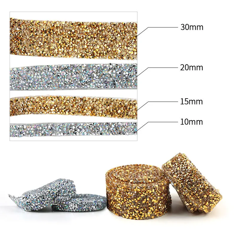 1 Yard Colorful hotfix rhinestone Glitter Rhinestones Crystal AB Hot Fix Rhinestone Chain Ribbon Trimming Hot-Fix Patch