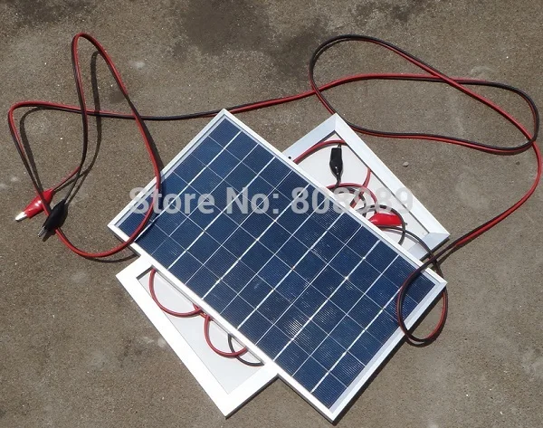 10W Polycrystalline Solar Panel+Crocodile Clip For 12V Car/Boat/Motor Battery Portable Solar Charger Free Shipping