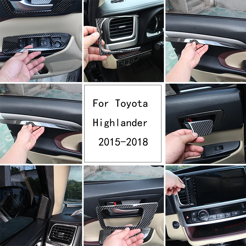 

For Toyota Highlander 2015-18 Soft Carbon Fiber Car Modeling Center Control Panel Glass Lifting Interior Sticker Car Accessories