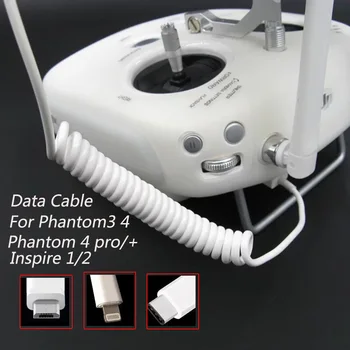 Android IOS Type C ข้อมูลแบบพกพาฤดูใบไม้ผลิสายเคเบิลสําหรับ DJI Phantom 3/4 PRO + Inspire 12 เหมาะสําหรับ IPhone IPad โทรศัพท์ Android