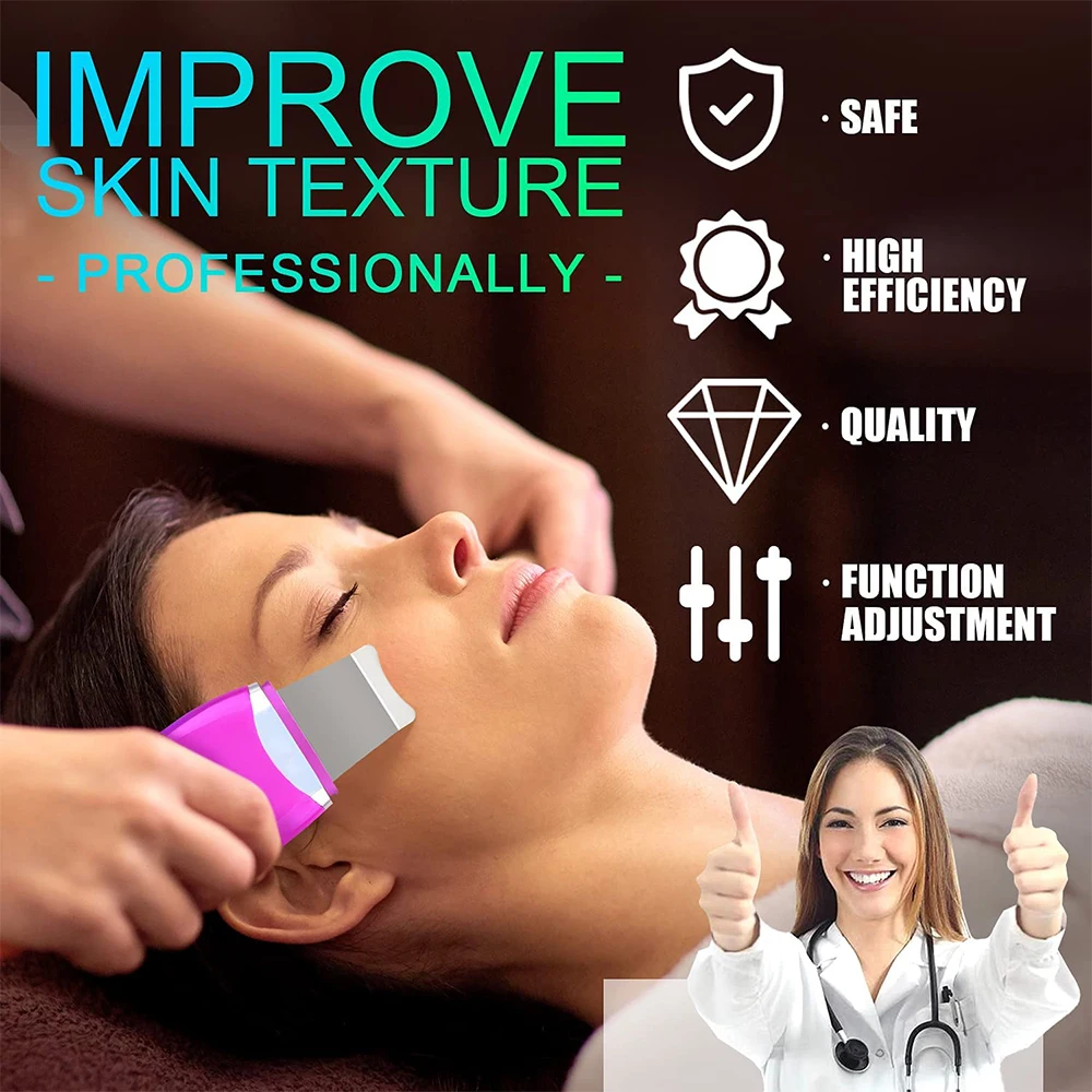 Micro Huidige Ultrasound Facial Spatel Gezicht Peeling Ultrasone Huid Scrubber Cavitatie Peeling Schop Mee-eter Acne Remover