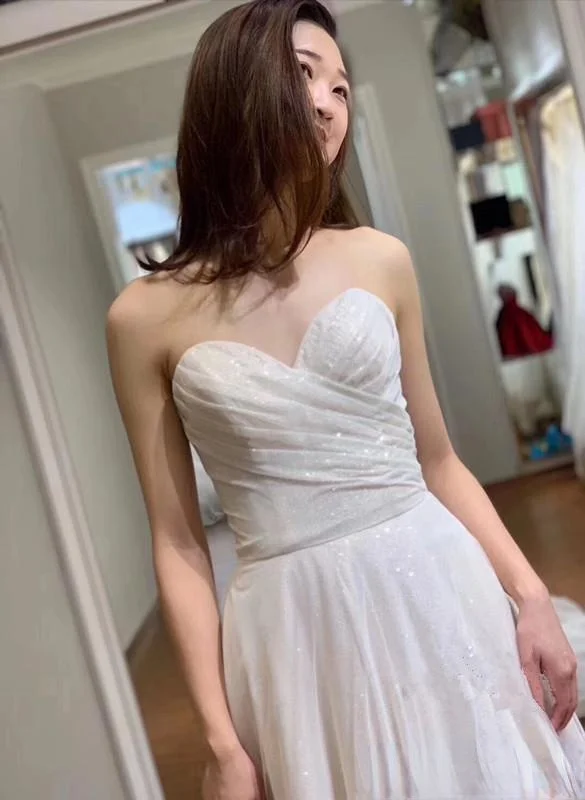 New A-Line Sweetheart Wedding Dress Long Sexy Sleeveless Formal Simple Bride Marriage Robe Noiva Wedding Gowns