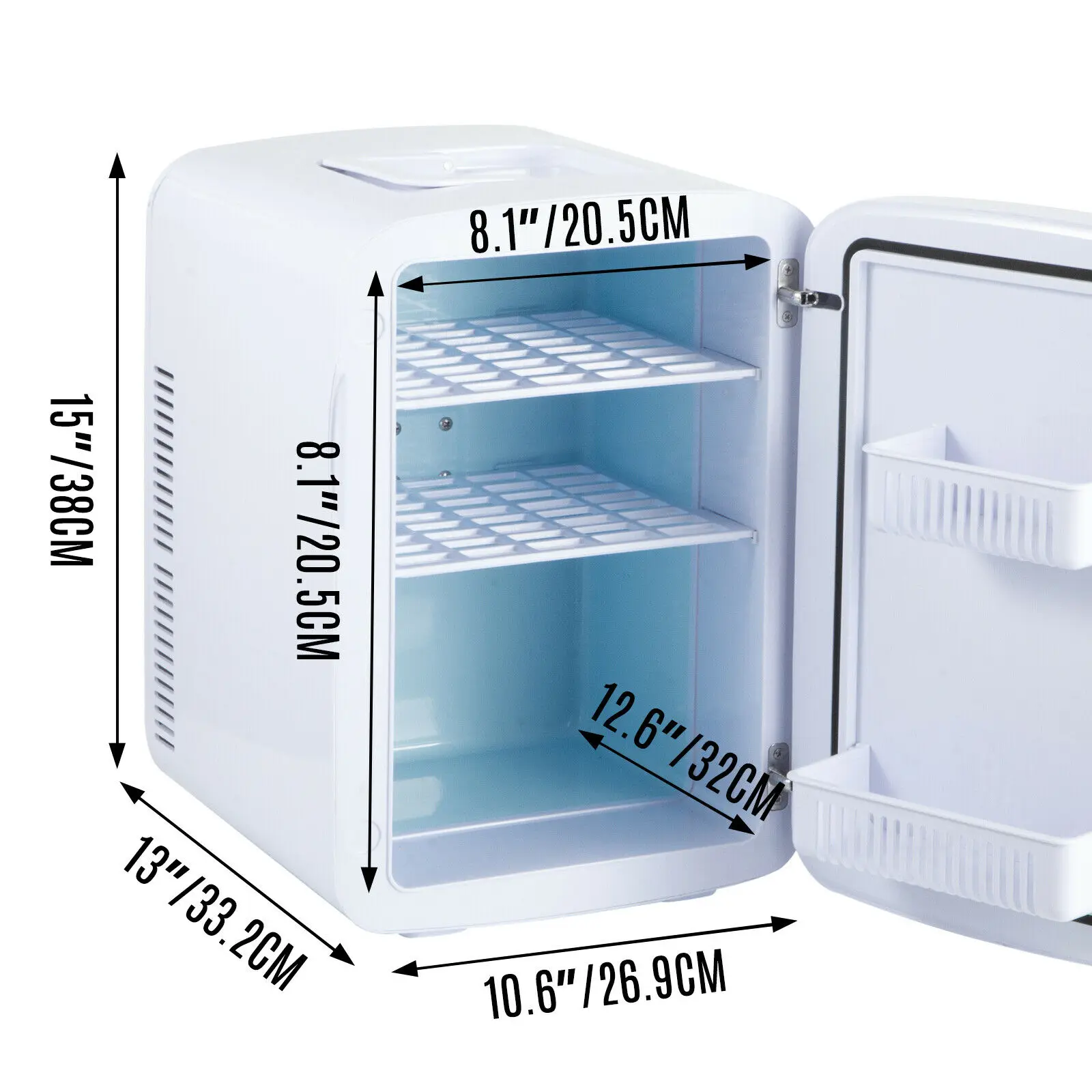 VEVOR 15ลิตรตู้เย็นขนาดเล็กแบบพกพา AC 110V DC 12V 45W Cool & Warm โหมดสำหรับรถบ้านจัดเก็บอาหารเครื่องดื่ม Skincare Beauty Essentials