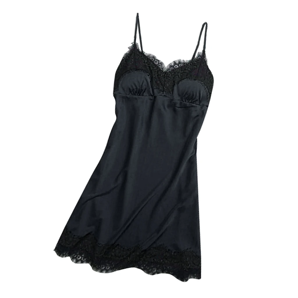 Women\'s Nightgown Negligee Babydoll Lace Trim Lingerie Sexy Pajamas V Neck Lace Nightwear Lingerie Babydoll Sleep Wear