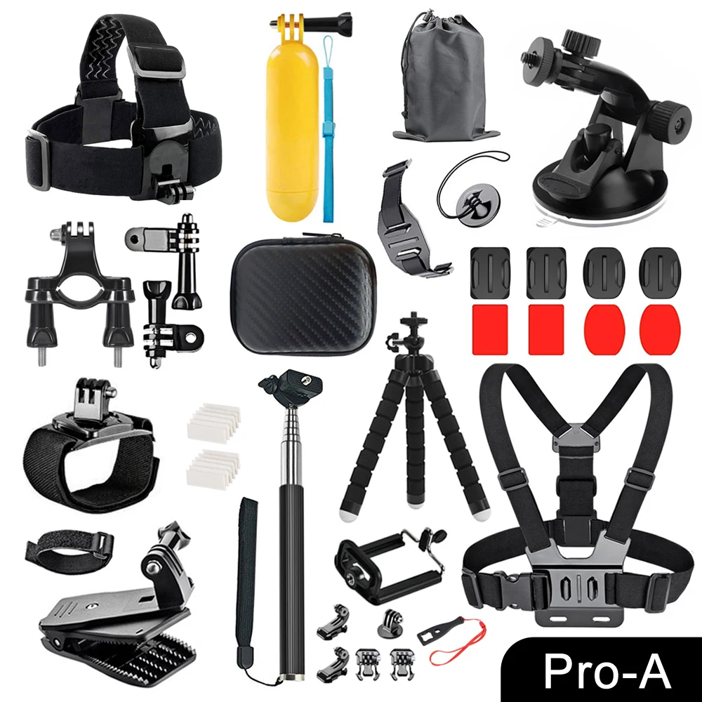 ORBMART für GoPro Zubehör-Set für Go Pro Hero 13 12 11 10 9 8 7 6 5 4 Schwarze Halterung für DJI Insta360 für Sjcam Action-Kamera