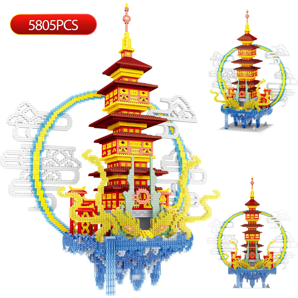 

5805PCS Mini City Chinese Famous Classical Architecture Building Blocks Nantianmen Bricks Educational Toys for Children Gifts