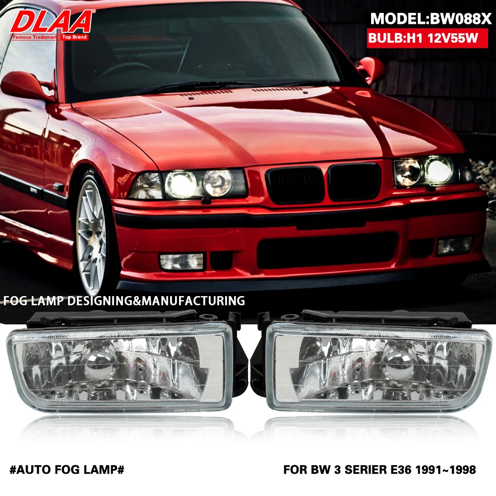 DLAA For Serier E36 1991 1992 1993 1994 1995 1996 1998 Front Fog Lights Car Styling Spot Light Fog Lamps With Switch - 1 Pair