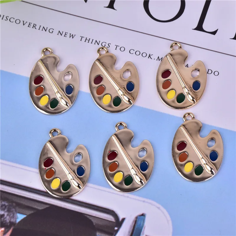 

10pcs 19*28mm Golden Color Painting Draw Handmade Craft Metal Charms Earring Keychain DIY Jewelry Making Zinc Alloy