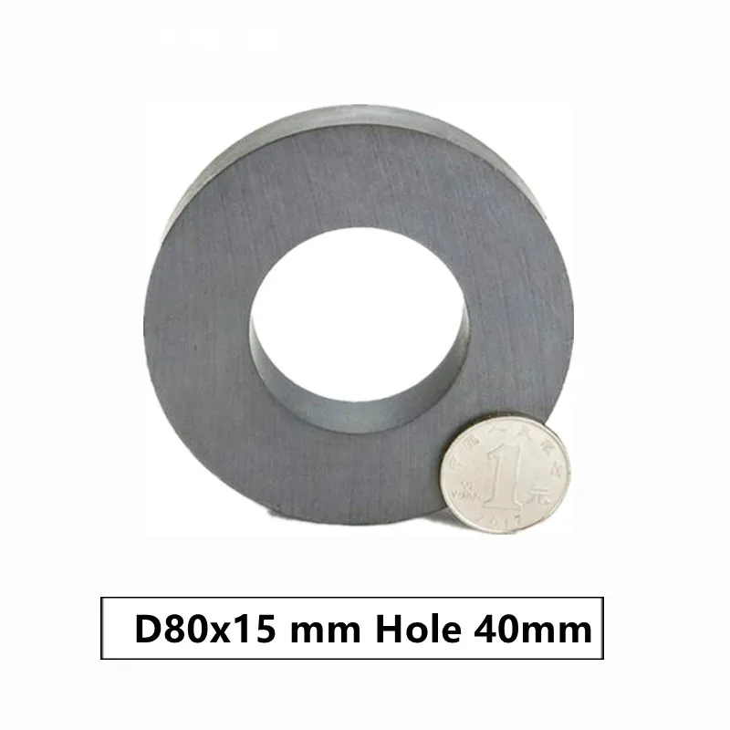 

1pcs/lot Y30 Ring Ferrite Magnet 80*15 mm Hole 40mm Permanent magnet 80mm x 15mm Black Round Speaker magnet 80X15mm