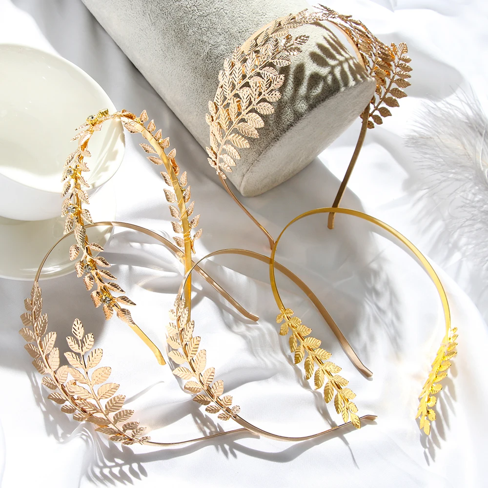 Bridal Hair Accessories Gold Hair Bands Gold Leaves Butterfly Vintage hair ornament Wedding Headband Tiara Women Hair Crown