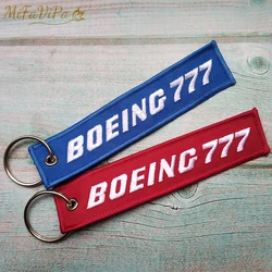 2 PCS Boeing 777 Keychain Phone With Blue Embroidery Aviation Red Keychain Men Flight Crew Luggage Tag Red Boeing 777 Key Chains