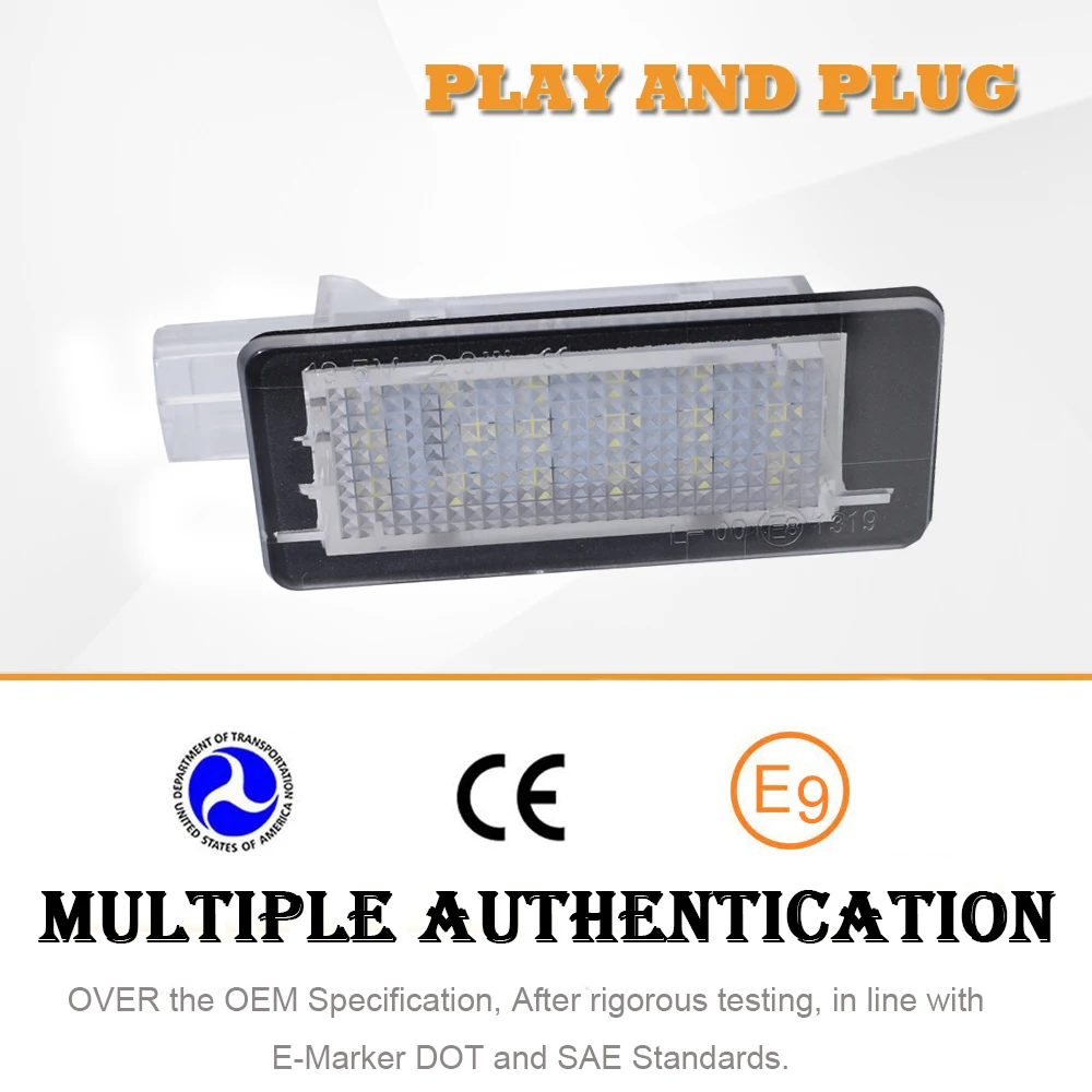 2x Free Error LED Rear Number Plate Lamp For Renault Clio Espace